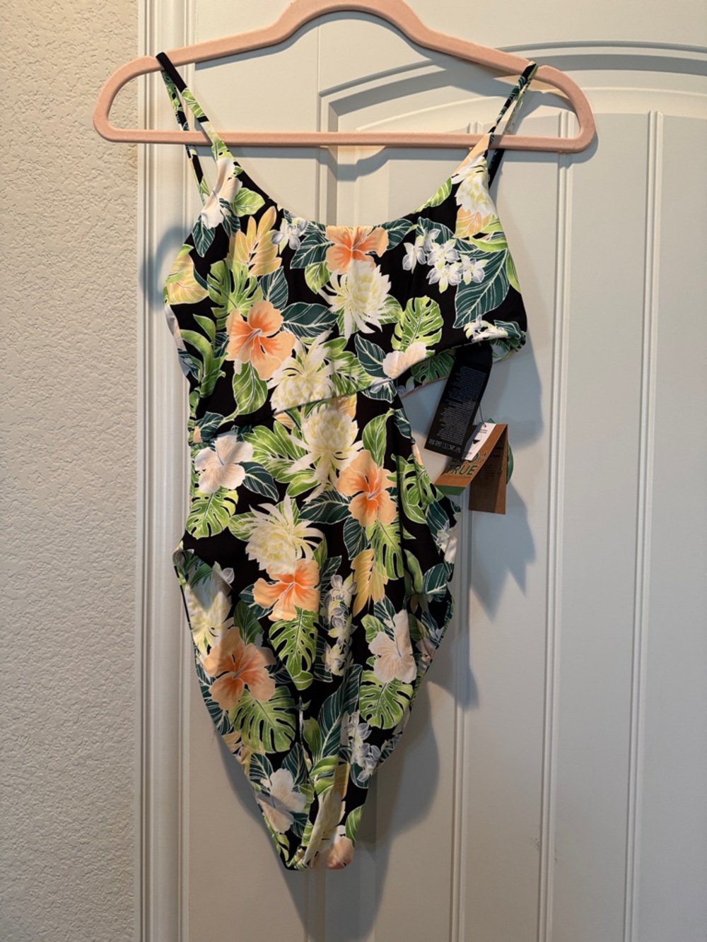 Volcom Black Tropical Floral One-Piece Swimsuit
